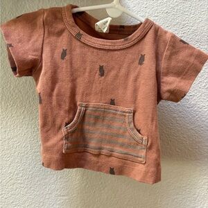 Skinny rib tiny owl pocket shirt